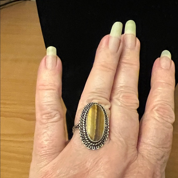 Womens Authentic Tiger Eye 925 Sterling Ring - Picture 3 of 5